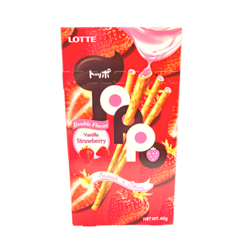 Lotte Toppo Vanilla Strawberry Biscuit Sticks 40g