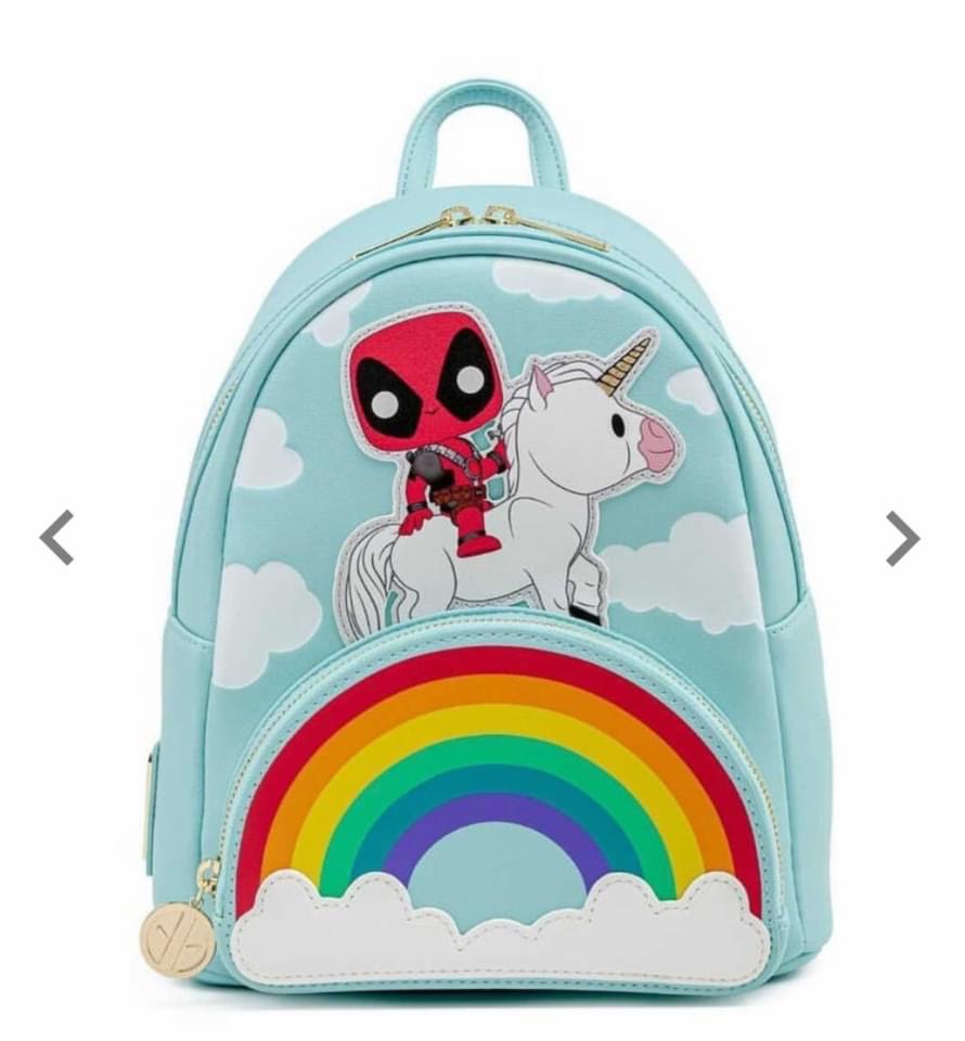 Loungefly POP Marvel Deadpool 30th Anniversary Unicorn Rainbow Mini Backpack