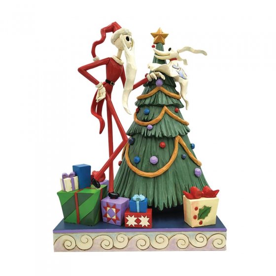 Disney Traditions Decking the Halls Santa Jack with Zero by Tree Figurine