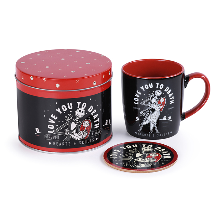 Nightmare Before Christmas Love You To Death Mug & Coaster In Tin
