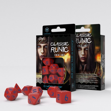 Classic Runic RPG Red & Blue Dice Set (7)